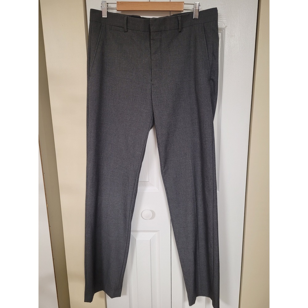 J.Ferrar Mens Super Slim Fit Dress Pants Charcoal Gray Flat Front 34x34 Stretch